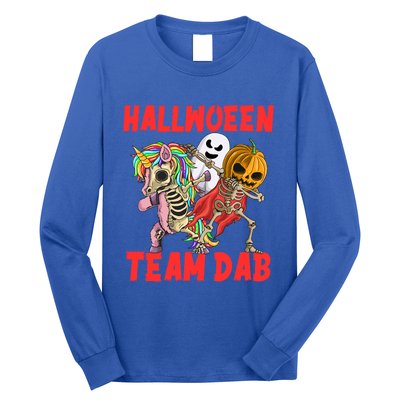 Halloween Team Dab Zombie Unicorn And Skeleton Pumpkin Great Gift Long Sleeve Shirt