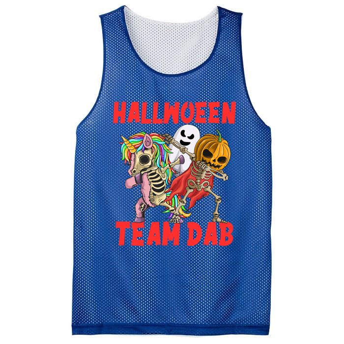 Halloween Team Dab Zombie Unicorn And Skeleton Pumpkin Great Gift Mesh Reversible Basketball Jersey Tank