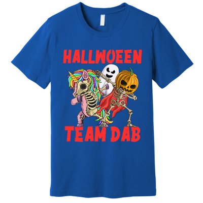 Halloween Team Dab Zombie Unicorn And Skeleton Pumpkin Great Gift Premium T-Shirt