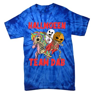 Halloween Team Dab Zombie Unicorn And Skeleton Pumpkin Great Gift Tie-Dye T-Shirt