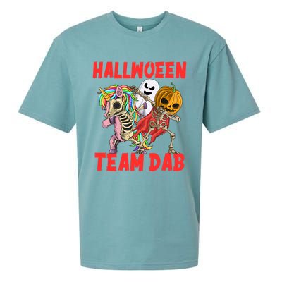 Halloween Team Dab Zombie Unicorn And Skeleton Pumpkin Great Gift Sueded Cloud Jersey T-Shirt