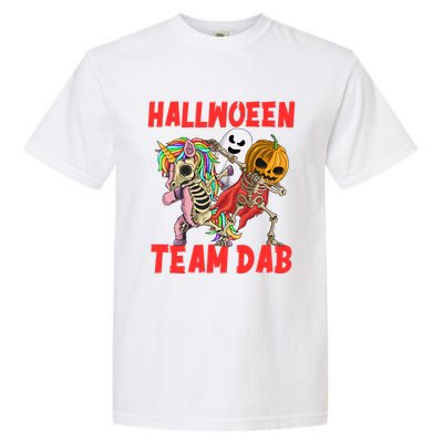 Halloween Team Dab Zombie Unicorn And Skeleton Pumpkin Great Gift Garment-Dyed Heavyweight T-Shirt