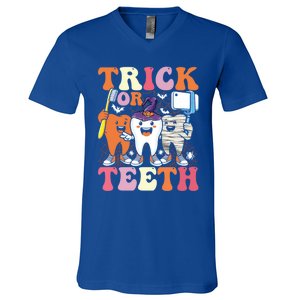 Halloween Treat Dentist Trick Or Th Funny Dental Gift V-Neck T-Shirt