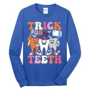 Halloween Treat Dentist Trick Or Th Funny Dental Gift Tall Long Sleeve T-Shirt