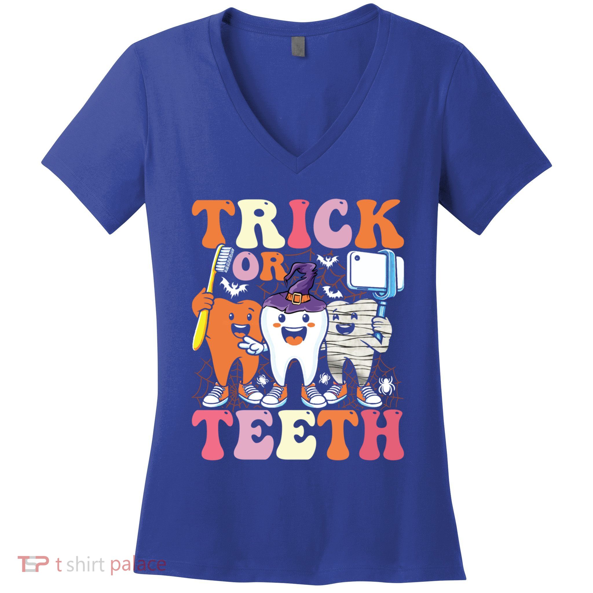 Halloween Treat Dentist Trick Or Th Funny Dental Gift Women's V-Neck T-Shirt