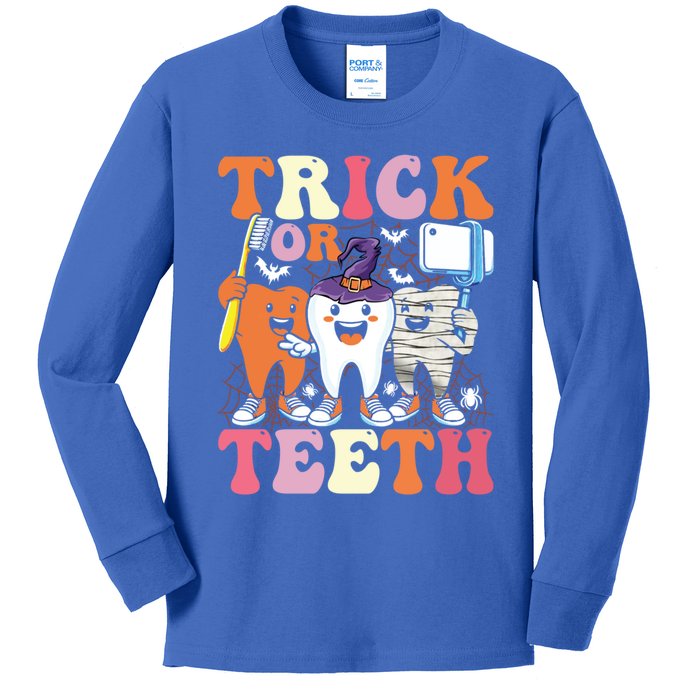 Halloween Treat Dentist Trick Or Th Funny Dental Gift Kids Long Sleeve Shirt