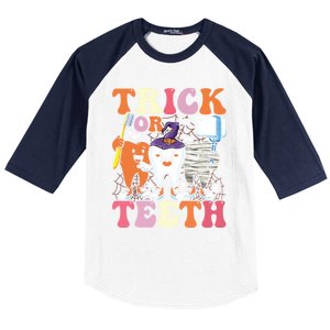 Halloween Treat Dentist Trick Or Th Funny Dental Gift Baseball Sleeve Shirt