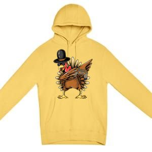 Happy Thanksgiving Dabbing Gamer Turkey Cool Gift Premium Pullover Hoodie