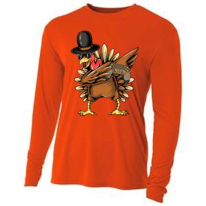 Happy Thanksgiving Dabbing Gamer Turkey Cool Gift Cooling Performance Long Sleeve Crew