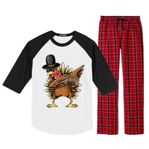 Happy Thanksgiving Dabbing Gamer Turkey Cool Gift Raglan Sleeve Pajama Set