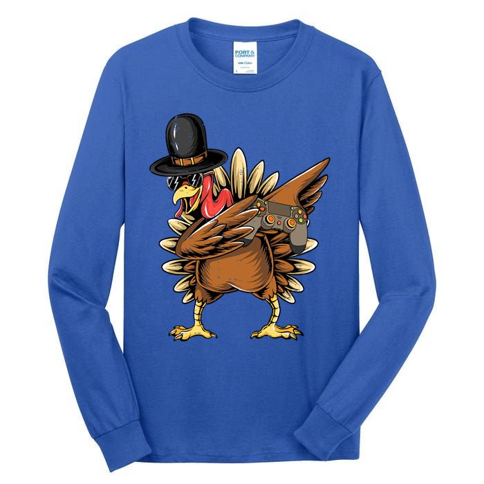 Happy Thanksgiving Dabbing Gamer Turkey Cool Gift Tall Long Sleeve T-Shirt