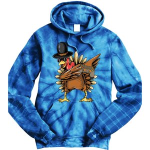 Happy Thanksgiving Dabbing Gamer Turkey Cool Gift Tie Dye Hoodie