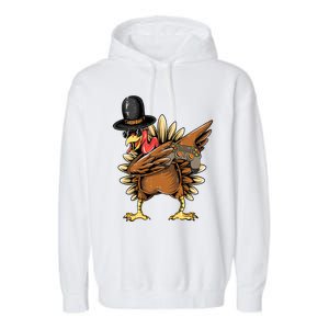 Happy Thanksgiving Dabbing Gamer Turkey Cool Gift Garment-Dyed Fleece Hoodie