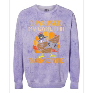 Happy Thanksgiving Dabbing Gamer Turkey Gift Colorblast Crewneck Sweatshirt