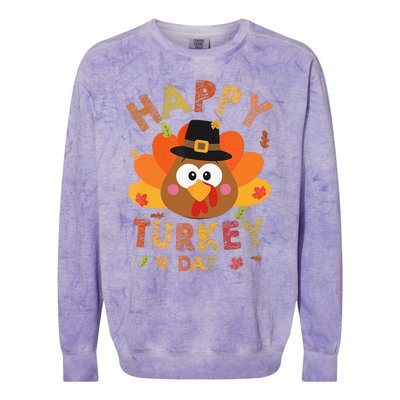 Happy Turkey Day 2024 Autumn Fall Thanksgiving Family Colorblast Crewneck Sweatshirt