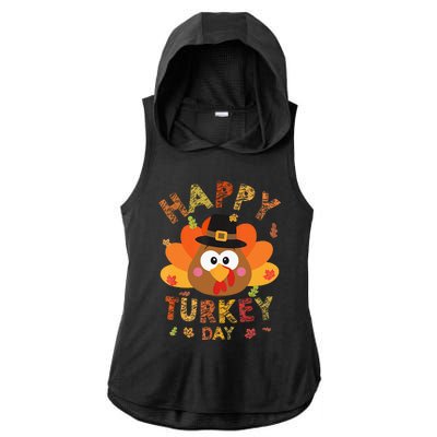 Happy Turkey Day 2024 Autumn Fall Thanksgiving Family Ladies PosiCharge Tri-Blend Wicking Draft Hoodie Tank