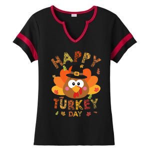 Happy Turkey Day 2024 Autumn Fall Thanksgiving Family Ladies Halftime Notch Neck Tee