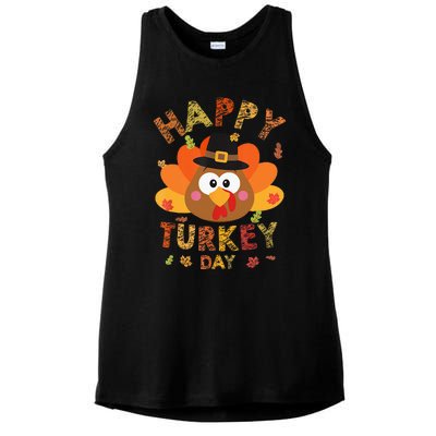 Happy Turkey Day 2024 Autumn Fall Thanksgiving Family Ladies PosiCharge Tri-Blend Wicking Tank