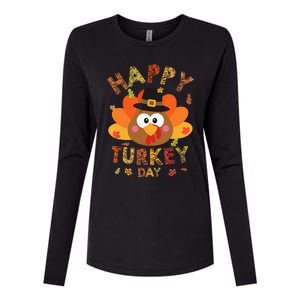 Happy Turkey Day 2024 Autumn Fall Thanksgiving Family Womens Cotton Relaxed Long Sleeve T-Shirt