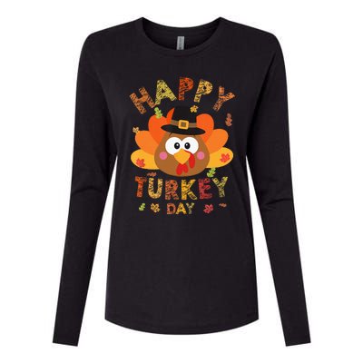 Happy Turkey Day 2024 Autumn Fall Thanksgiving Family Womens Cotton Relaxed Long Sleeve T-Shirt