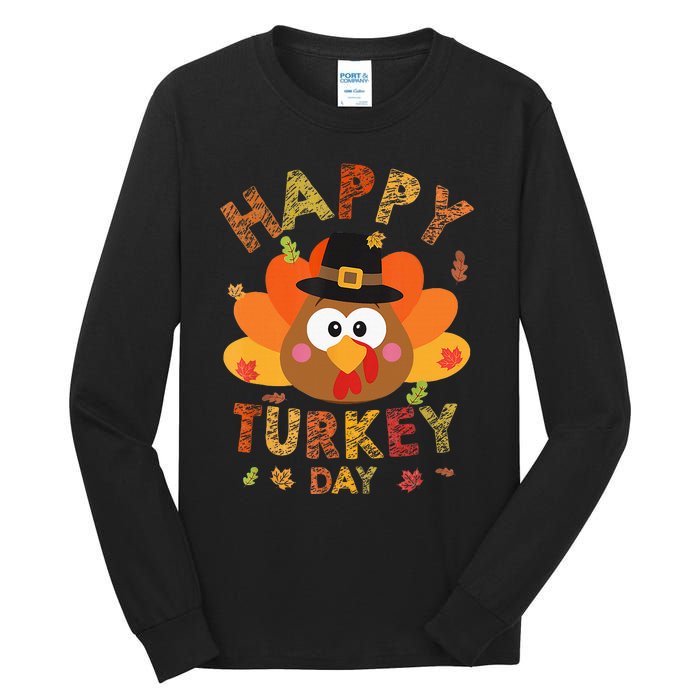 Happy Turkey Day 2024 Autumn Fall Thanksgiving Family Tall Long Sleeve T-Shirt