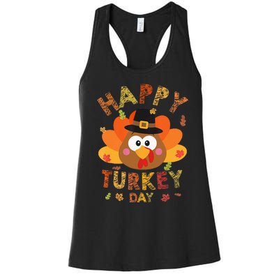 Happy Turkey Day 2024 Autumn Fall Thanksgiving Family Women's Racerback Tank