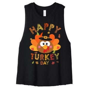 Happy Turkey Day 2024 Autumn Fall Thanksgiving Family Women's Racerback Cropped Tank