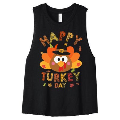 Happy Turkey Day 2024 Autumn Fall Thanksgiving Family Women's Racerback Cropped Tank