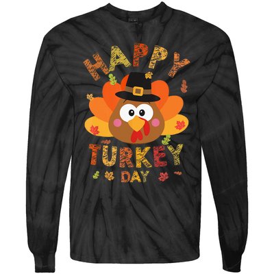 Happy Turkey Day 2024 Autumn Fall Thanksgiving Family Tie-Dye Long Sleeve Shirt