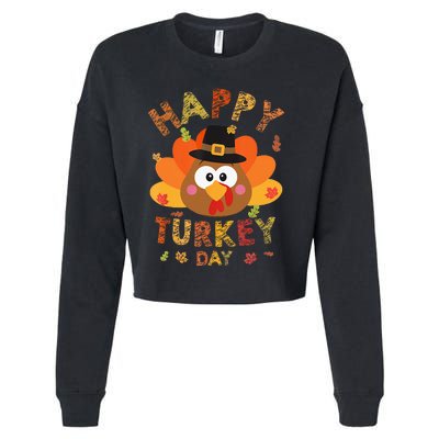 Happy Turkey Day 2024 Autumn Fall Thanksgiving Family Cropped Pullover Crew