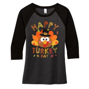 Happy Turkey Day 2024 Autumn Fall Thanksgiving Family Women's Tri-Blend 3/4-Sleeve Raglan Shirt