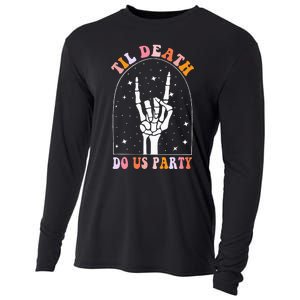 Halloween Til Death Do Us Party Retro Bachelorette Matching Cooling Performance Long Sleeve Crew