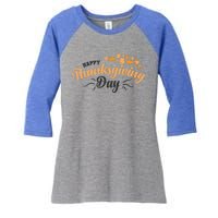 Happy Thanksgiving Day Turkey Usa Family Gift Women's Tri-Blend 3/4-Sleeve Raglan Shirt