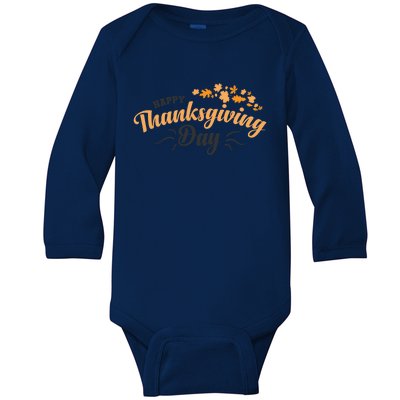 Happy Thanksgiving Day Turkey Usa Family Gift Baby Long Sleeve Bodysuit