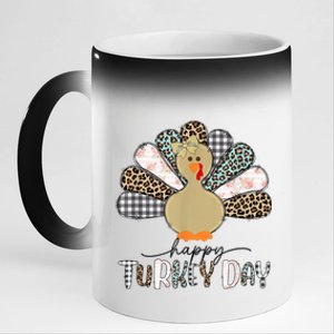 Happy Turkey Day Cute Turkey Thanksgiving Shirts 11oz Black Color Changing Mug