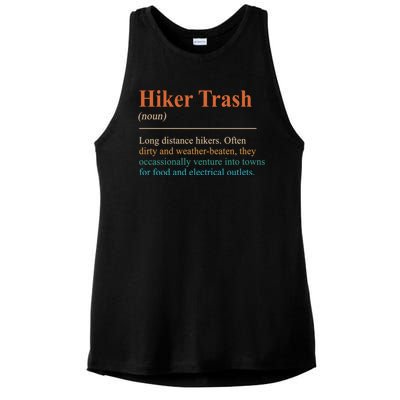 Hiker Trash Definition Funny Hiking Lover Hiking Trail Ladies PosiCharge Tri-Blend Wicking Tank