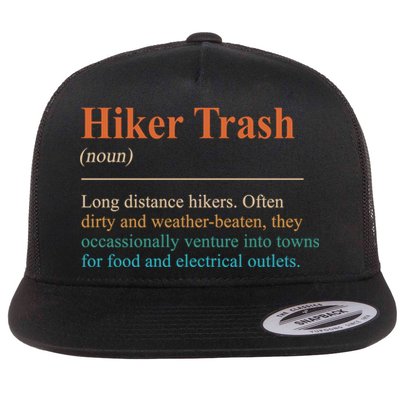 Hiker Trash Definition Funny Hiking Lover Hiking Trail Flat Bill Trucker Hat