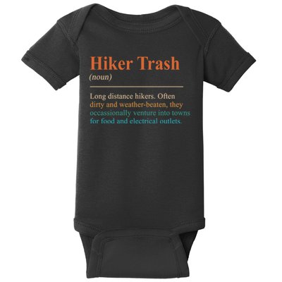 Hiker Trash Definition Funny Hiking Lover Hiking Trail Baby Bodysuit