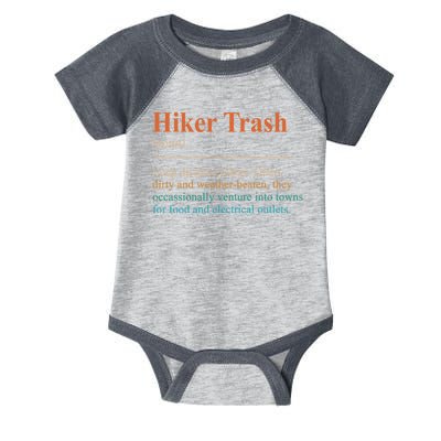 Hiker Trash Definition Funny Hiking Lover Hiking Trail Infant Baby Jersey Bodysuit