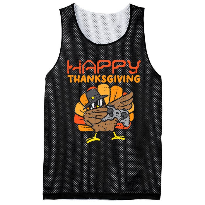 Happy Thanksgiving Dabbing Dance Gamer Turkey Mesh Reversible Basketball Jersey Tank