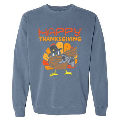 Happy Thanksgiving Dabbing Dance Gamer Turkey Garment-Dyed Sweatshirt