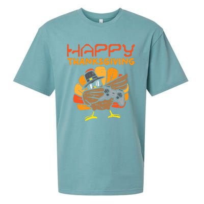 Happy Thanksgiving Dabbing Dance Gamer Turkey Sueded Cloud Jersey T-Shirt