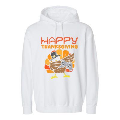 Happy Thanksgiving Dabbing Dance Gamer Turkey Garment-Dyed Fleece Hoodie