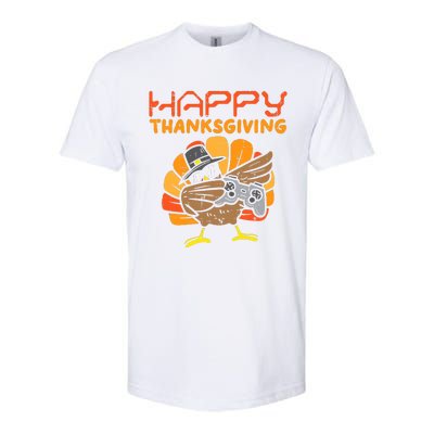 Happy Thanksgiving Dabbing Dance Gamer Turkey Softstyle CVC T-Shirt