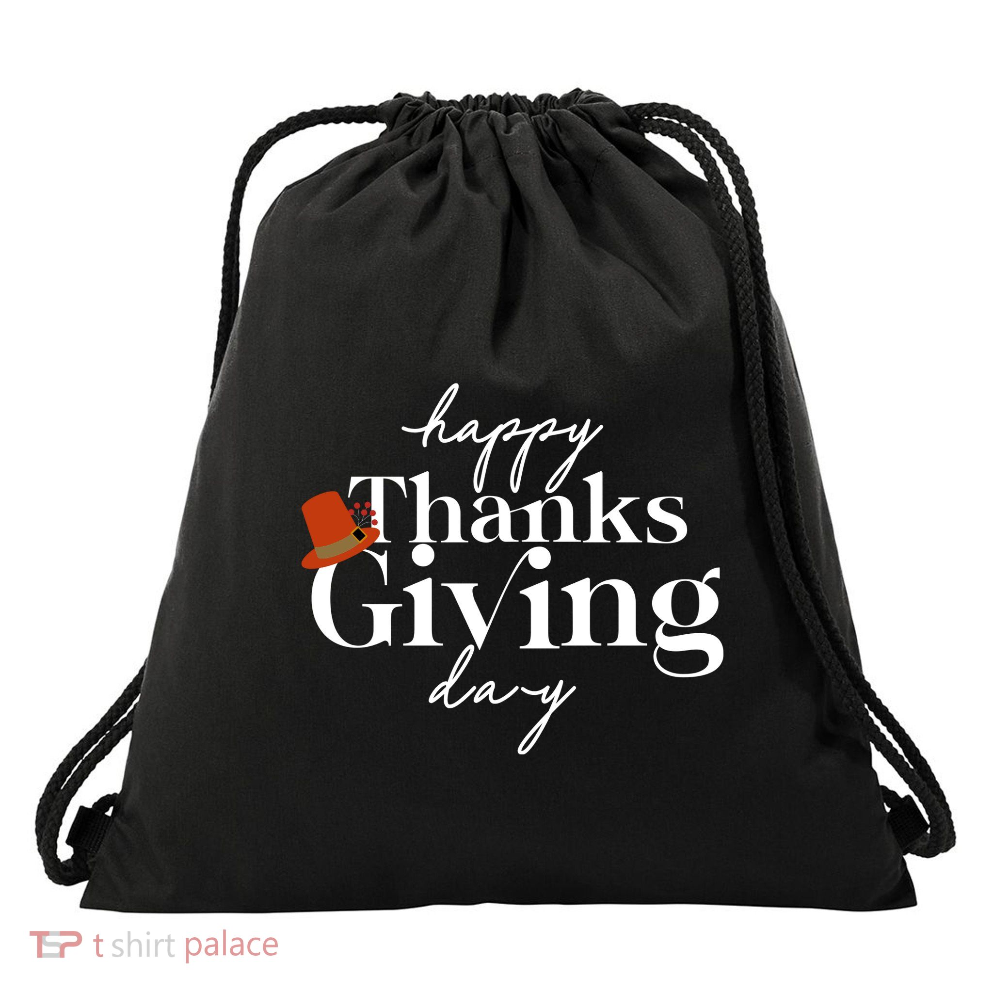 Happy Thanksgiving Day Drawstring Bag