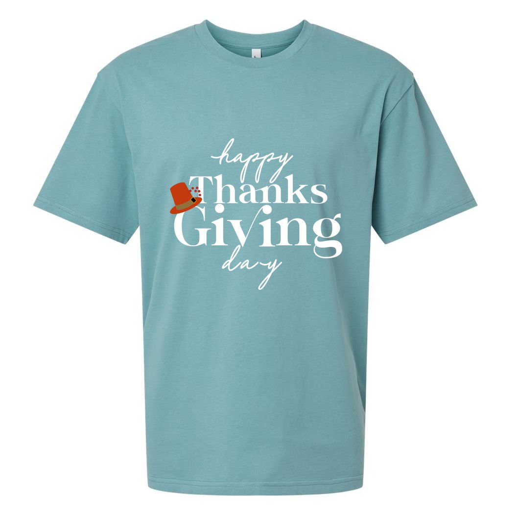 Happy Thanksgiving Day Sueded Cloud Jersey T-Shirt