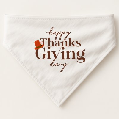 Happy Thanksgiving Day USA-Made Doggie Bandana