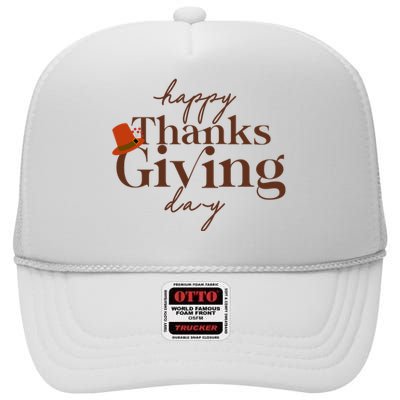 Happy Thanksgiving Day High Crown Mesh Back Trucker Hat