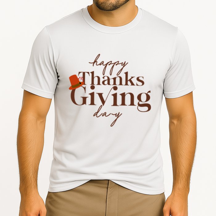 Happy Thanksgiving Day Cooling Performance Crew T-Shirt
