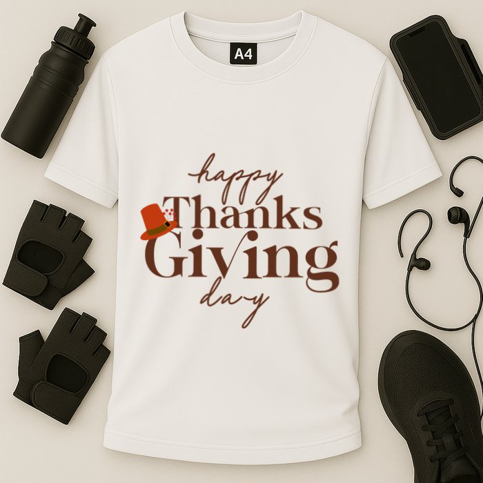 Happy Thanksgiving Day Cooling Performance Crew T-Shirt